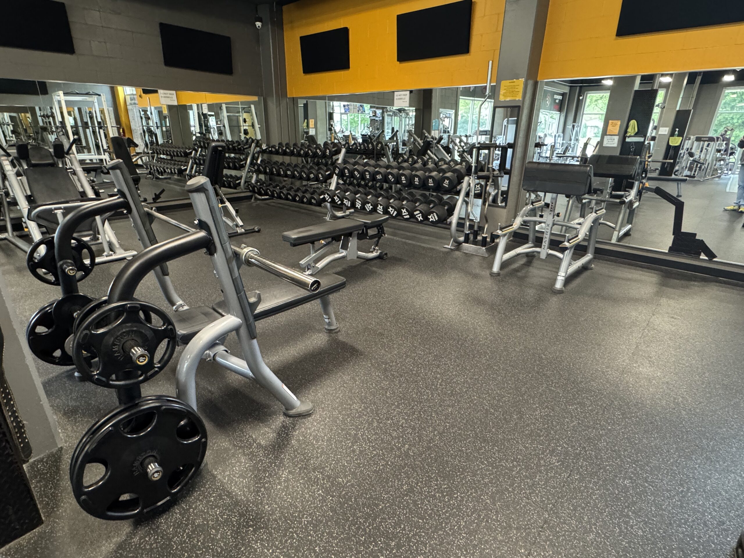 Benches and Dumbbell Free Weights at Fifth Street Fitness Gym in Coralville, Iowa