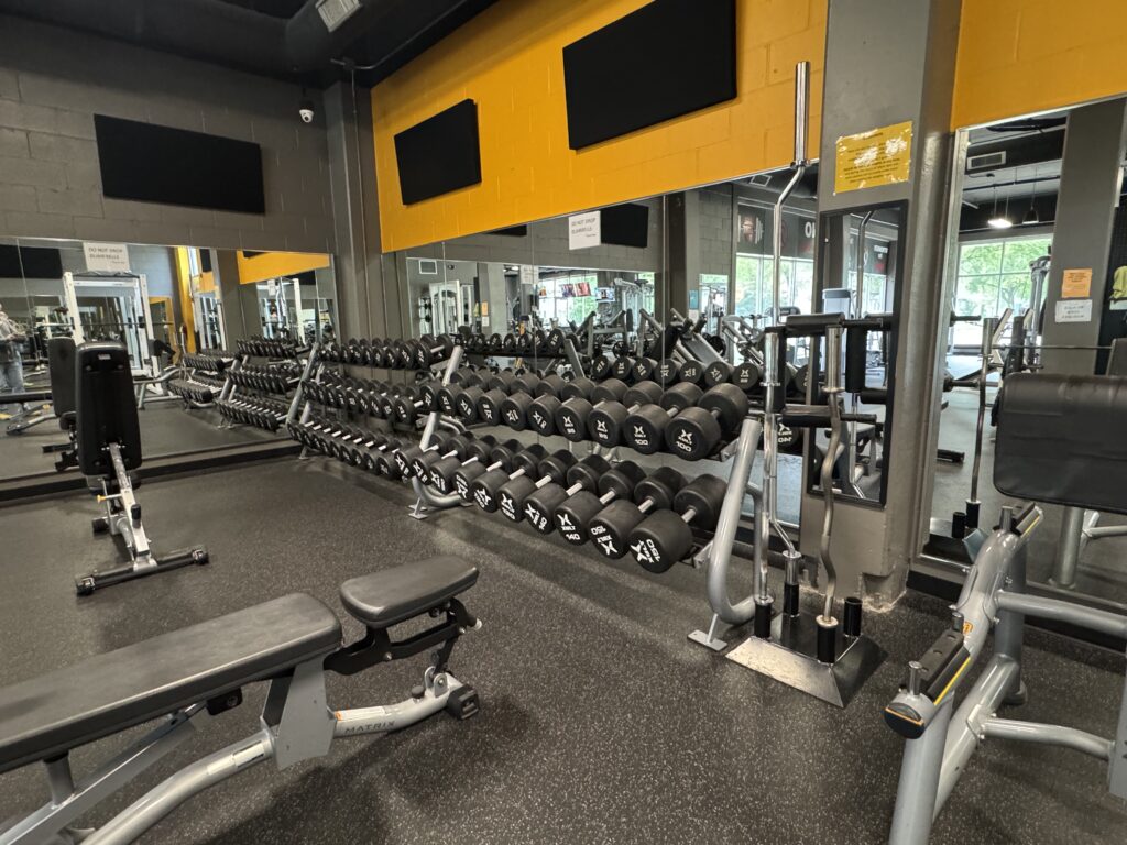 Dumbbell Free Weights at Fifth Street Fitness Gym in Coralville, Iowa.