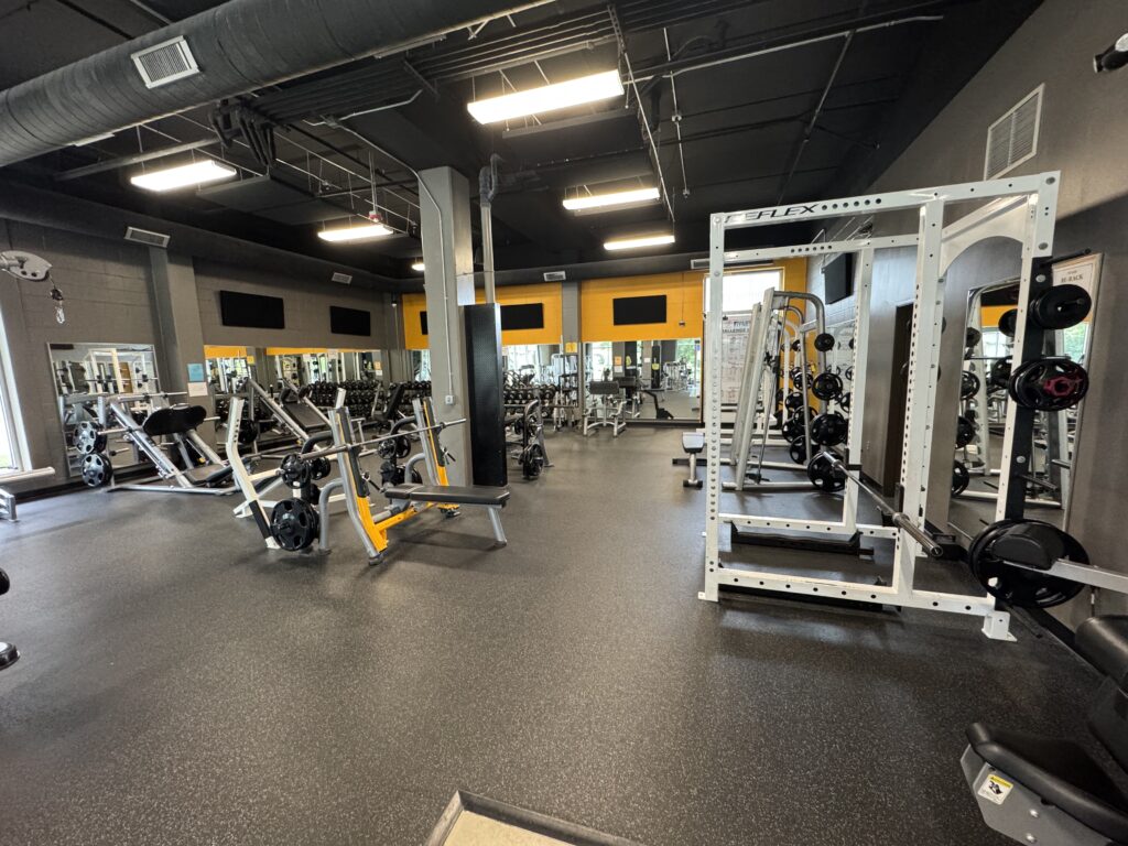 Free Weights area at Fifth Street Fitness Gym in Coralville, Iowa.