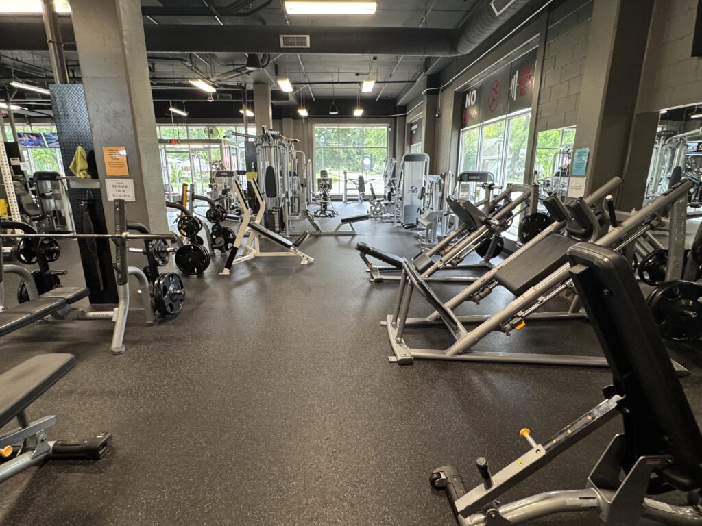 Multiple machines at Fifth Street Fitness Gym in Coralville, Iowa.