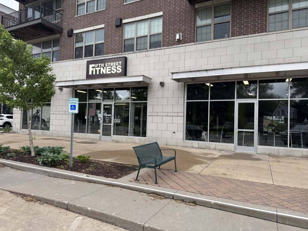 Outside (front) of Fifth Street Fitness Gym in Coralville, Iowa.