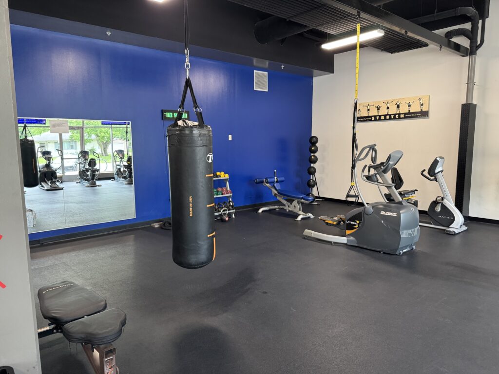 Punching bag at Fifth Street Fitness Gym in Coralville, Iowa.
