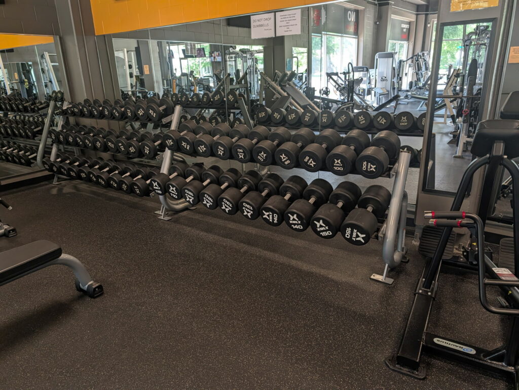Rack of dumbbells up to 150 lb